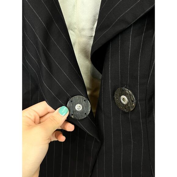 MARIA PINTO Size 16 Two Piece Suit Jacket Straight Skirt Pinstripe Kona Brown - Picture 7 of 16